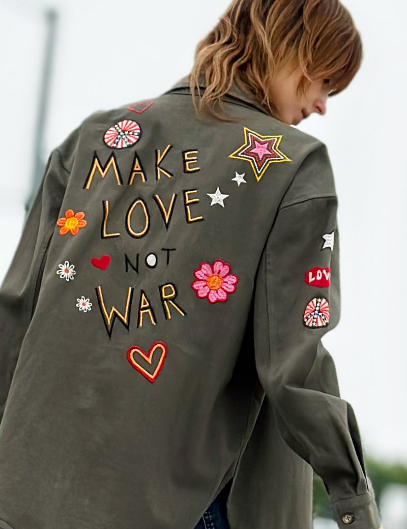 Women's Designer Embroidered Shirt Jacket