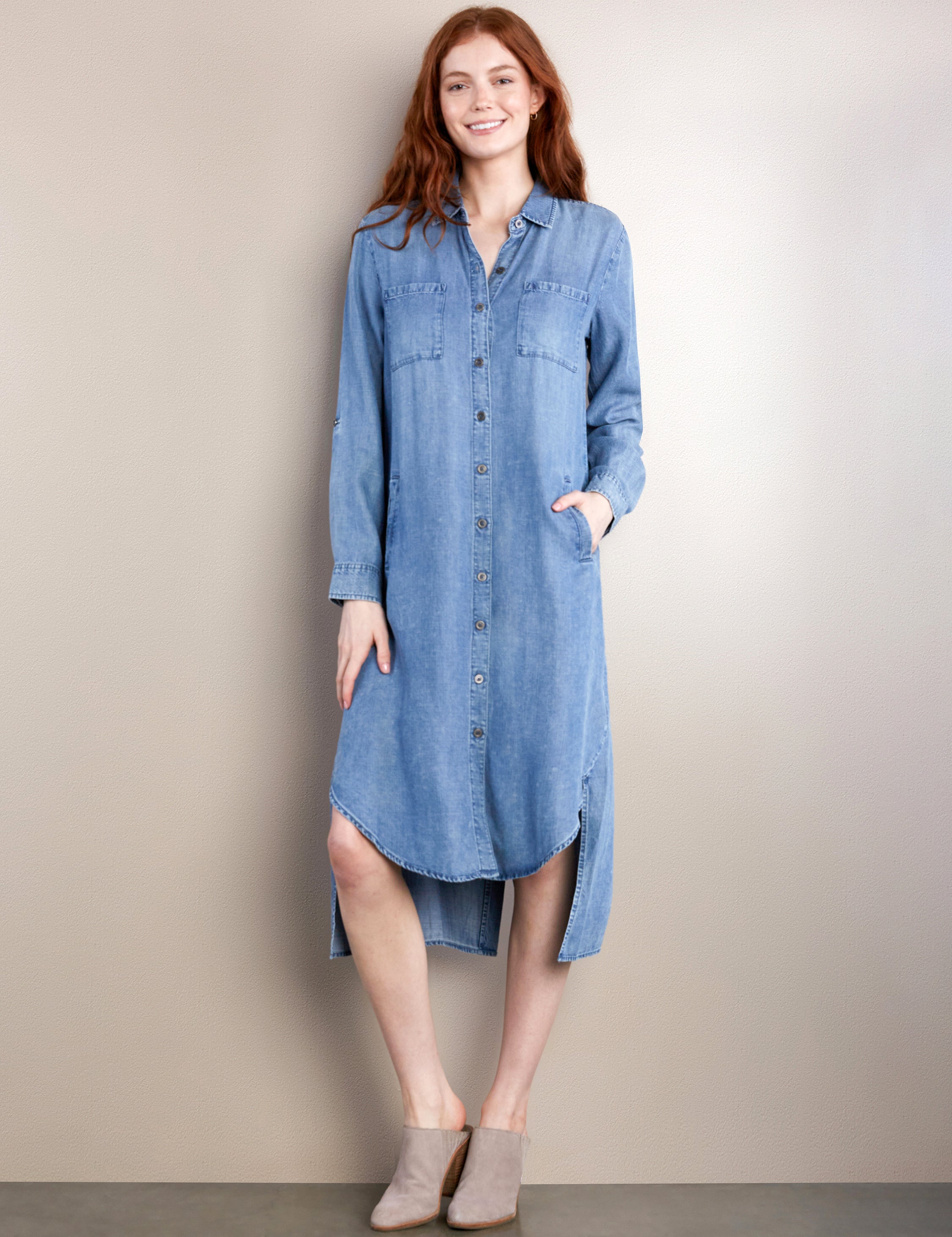 Women's Chill Out Shirtdress with Hi-Lo Hem – Wash Lab – washlabshop