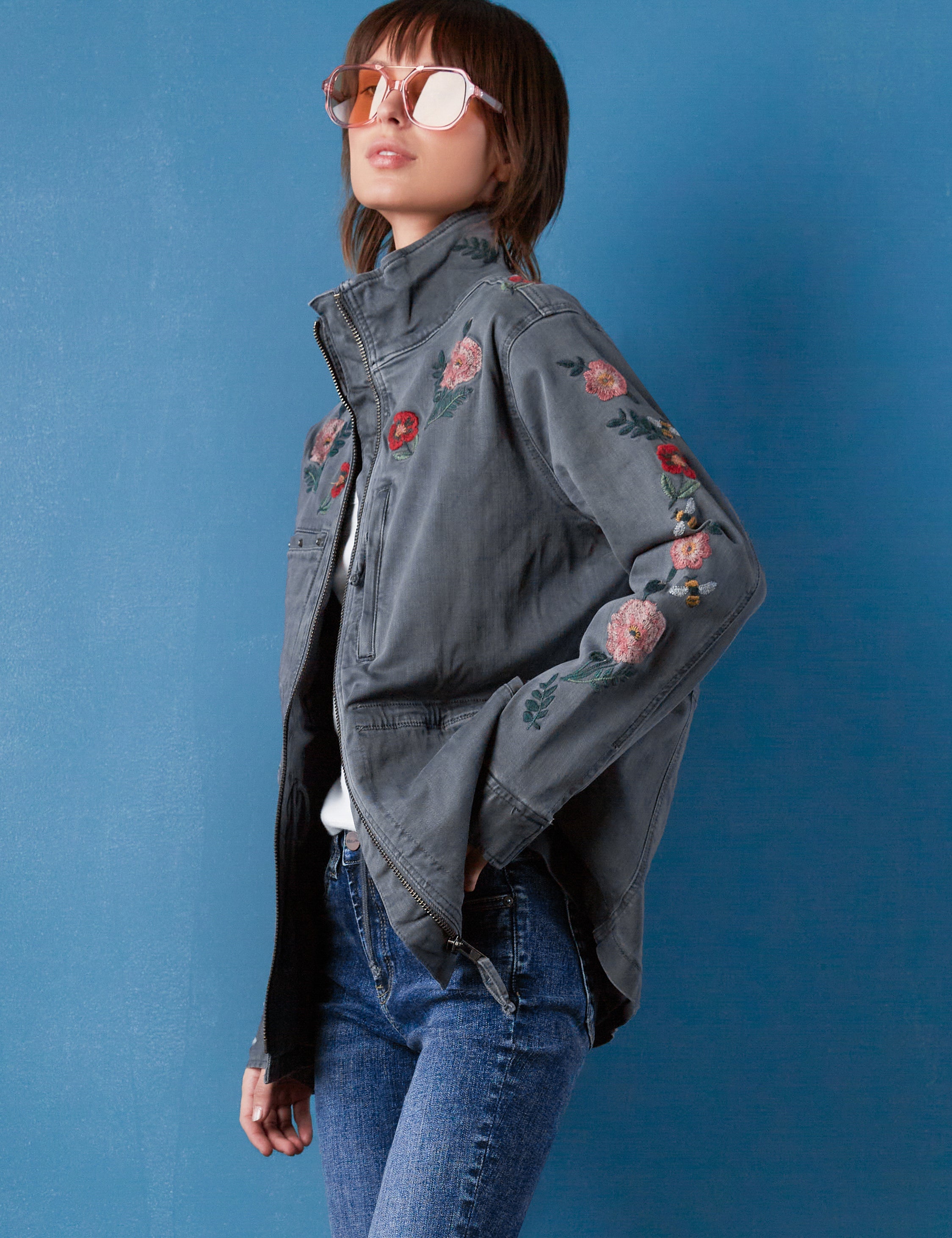 EMBROIDERED JACKET ZW COLLECTION - Stone | ZARA United States