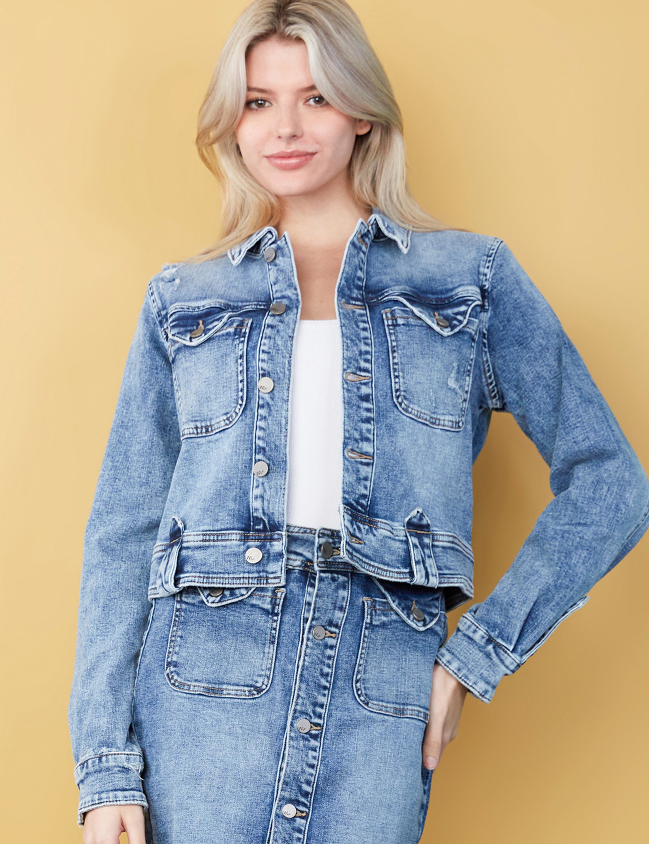 Denim jacket washed blue best sale