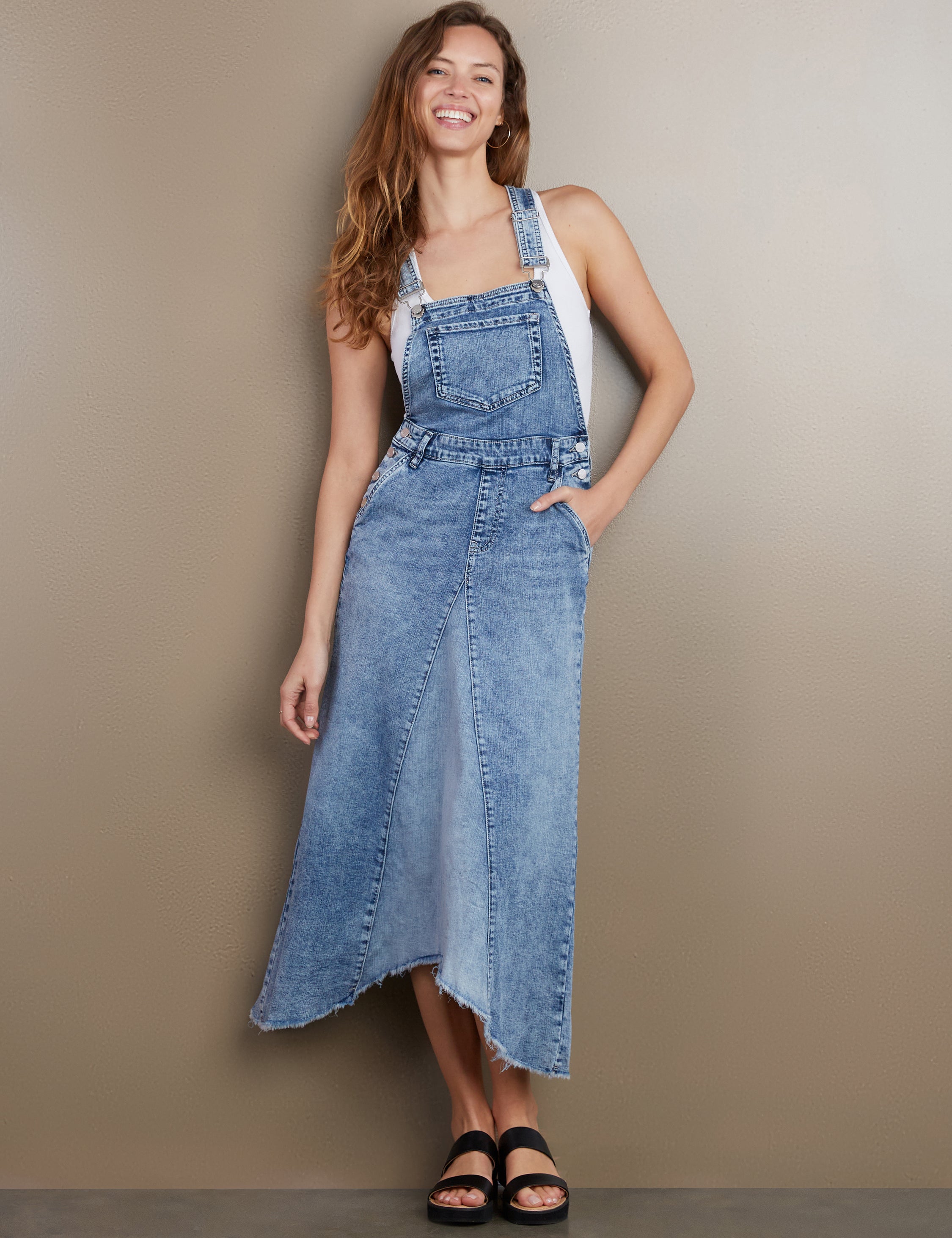 Overall Dress Long Jean Skirt Overalls Denim Jumper Denim Skirt
