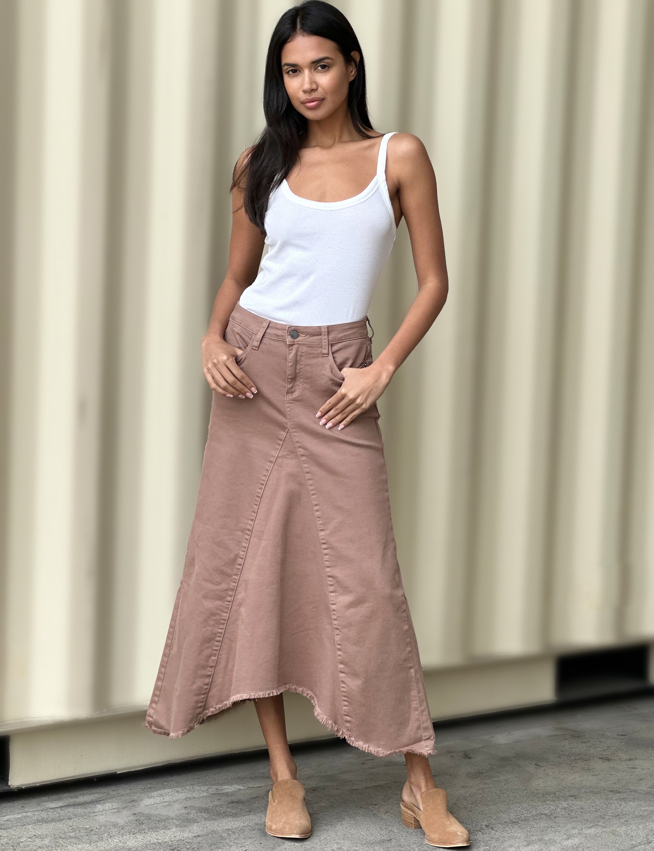 Selma Pieced Denim Maxi Skirt – washlabshop