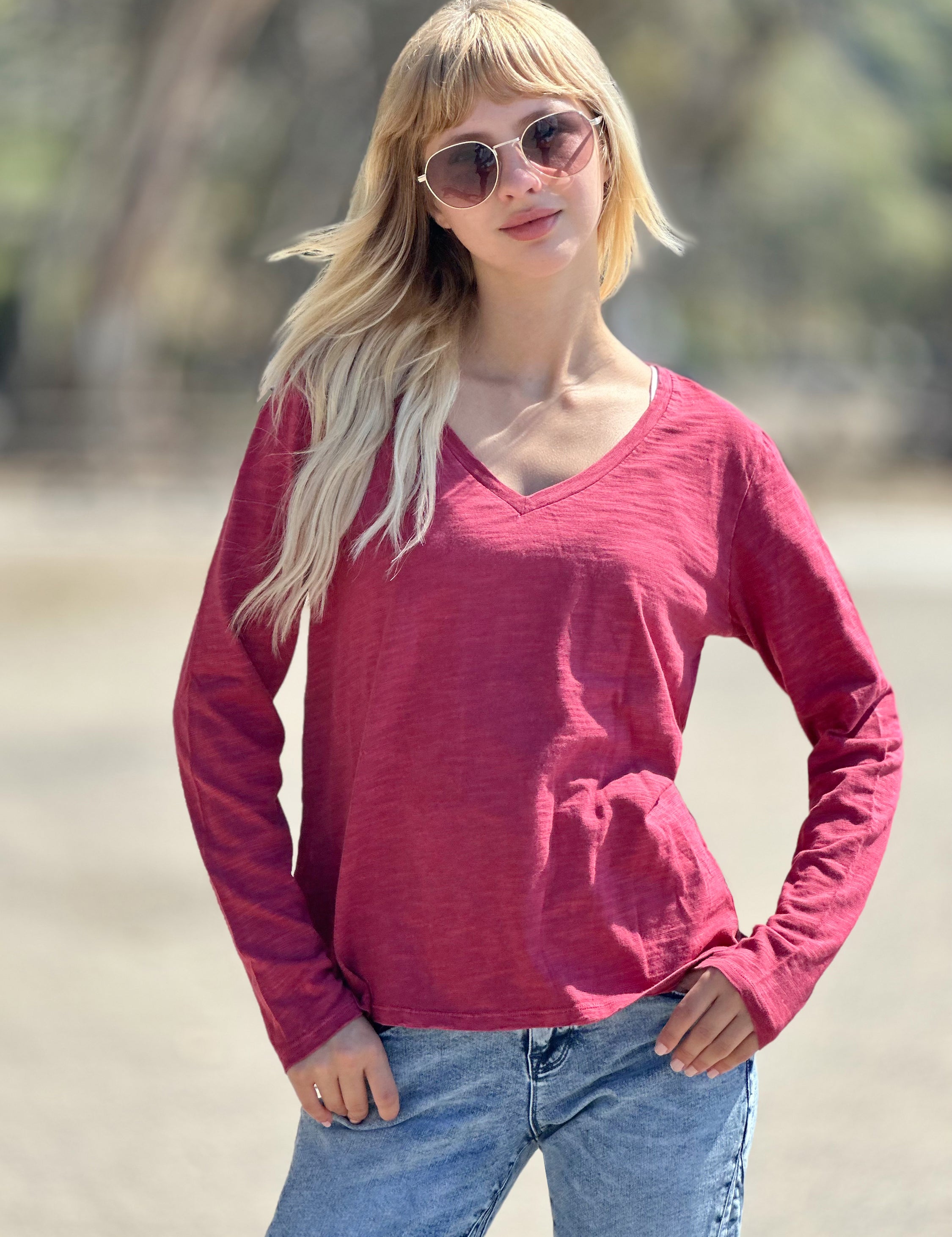 Splendid Everly Maglietta Donna Scollo A V In MicroModal E Cotone Supima - Il Must Have Del Tuo Armadio