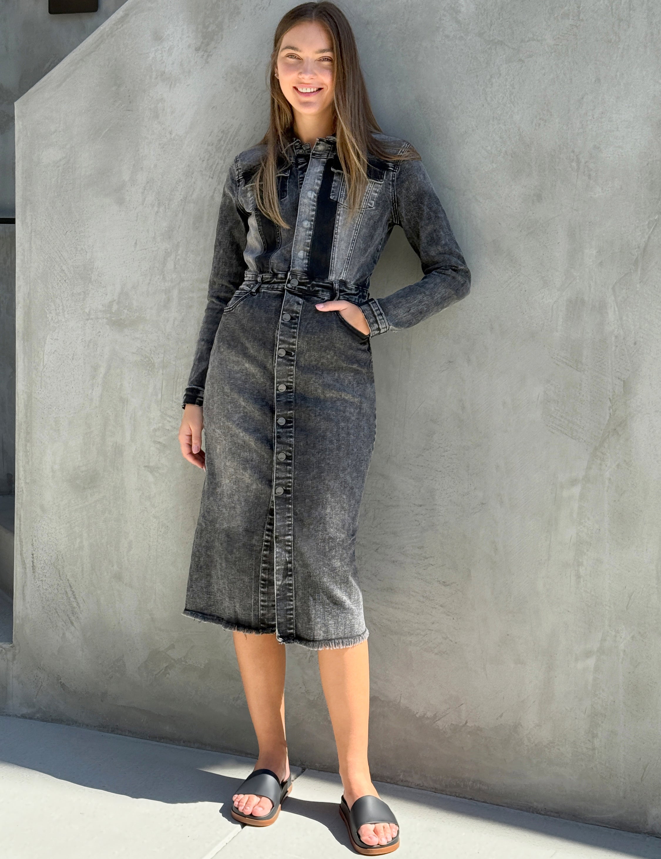 Color-Blocked Denim Dress – washlabshop
