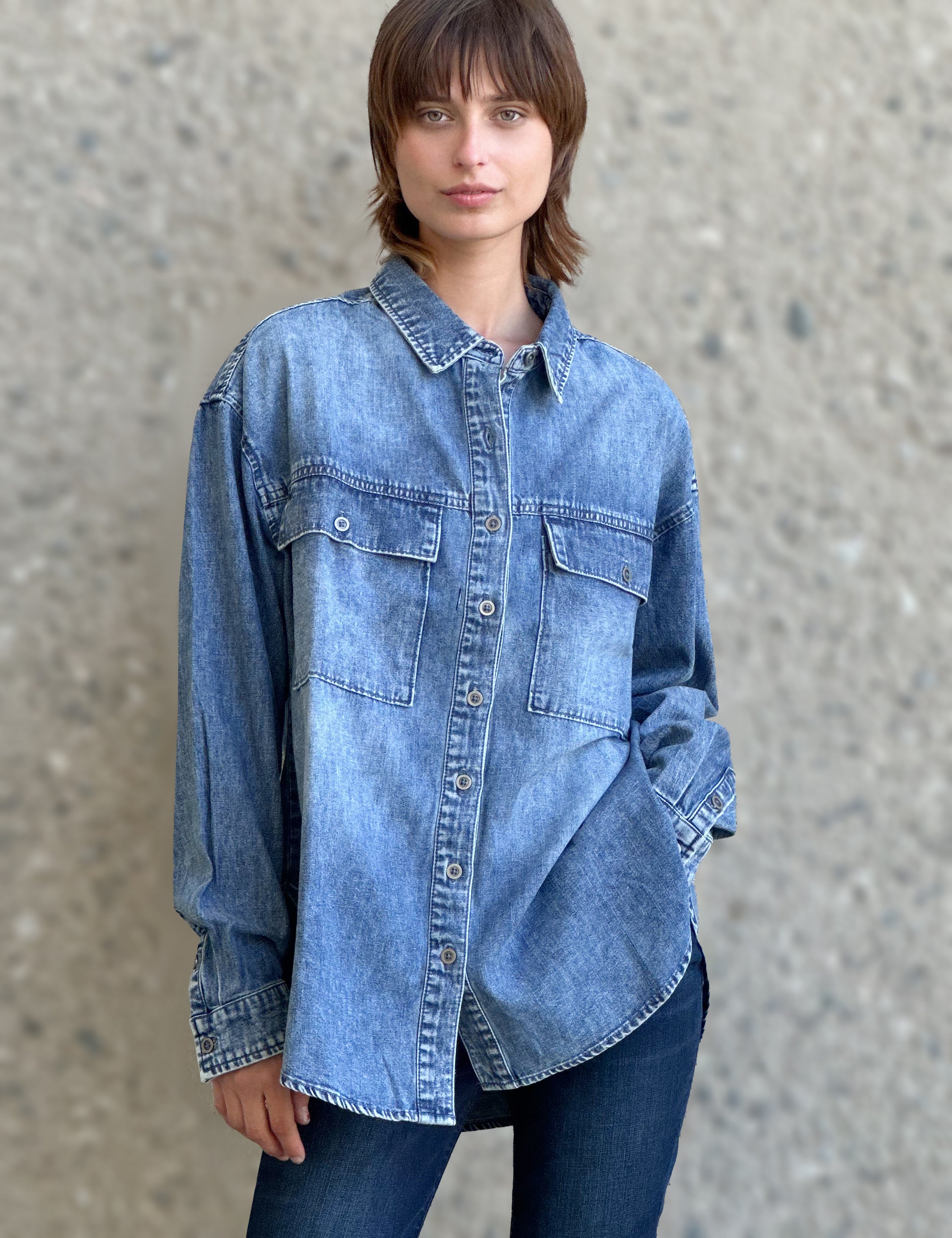 Women's Oversized Denim Shirt– Wash Lab – washlabshop