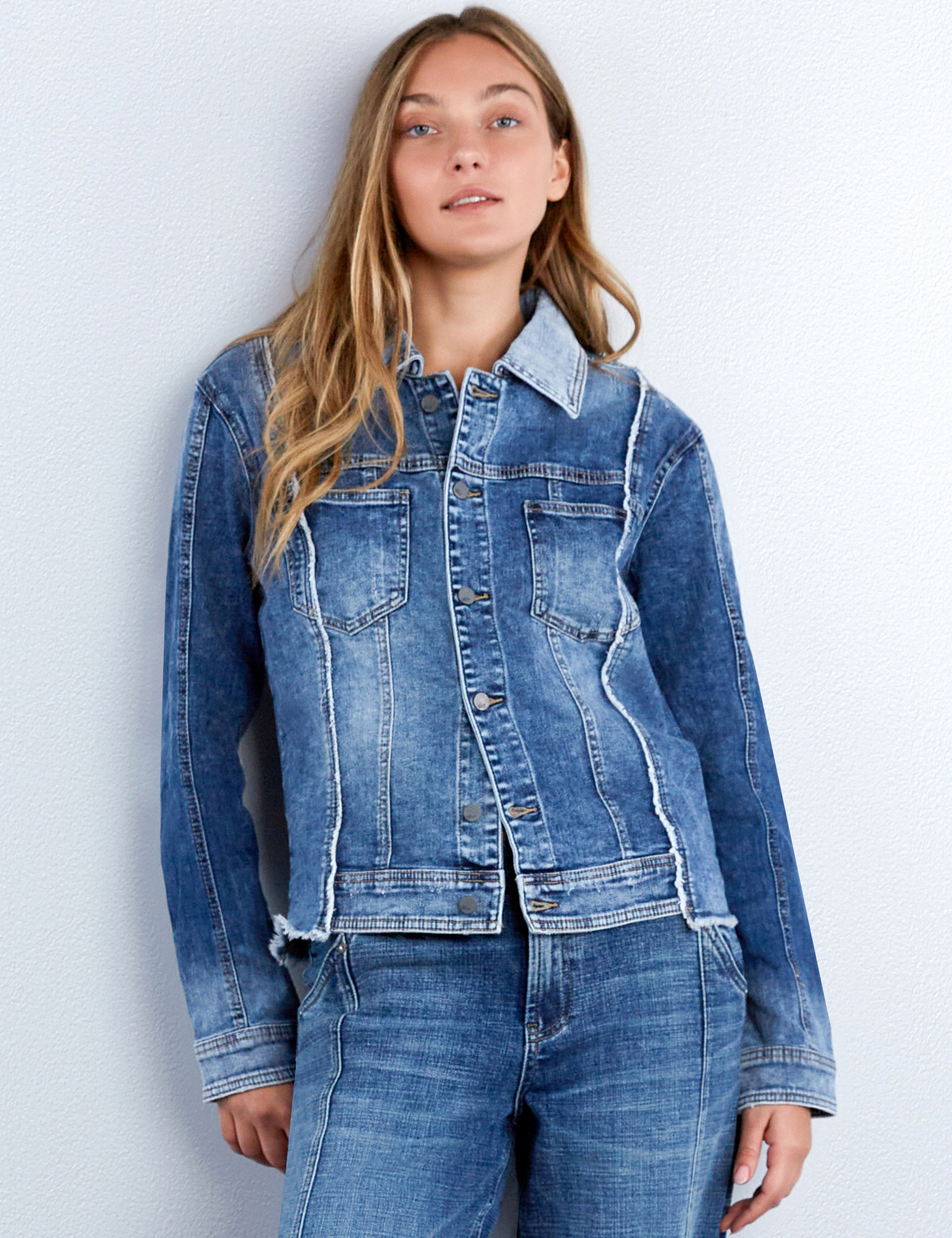 ジャケット・アウター Denim Blue Stitched Denim Jacket &Skirt ジャケット・アウター Denim Blue Stitched Denim Jacket &Skirt Denim