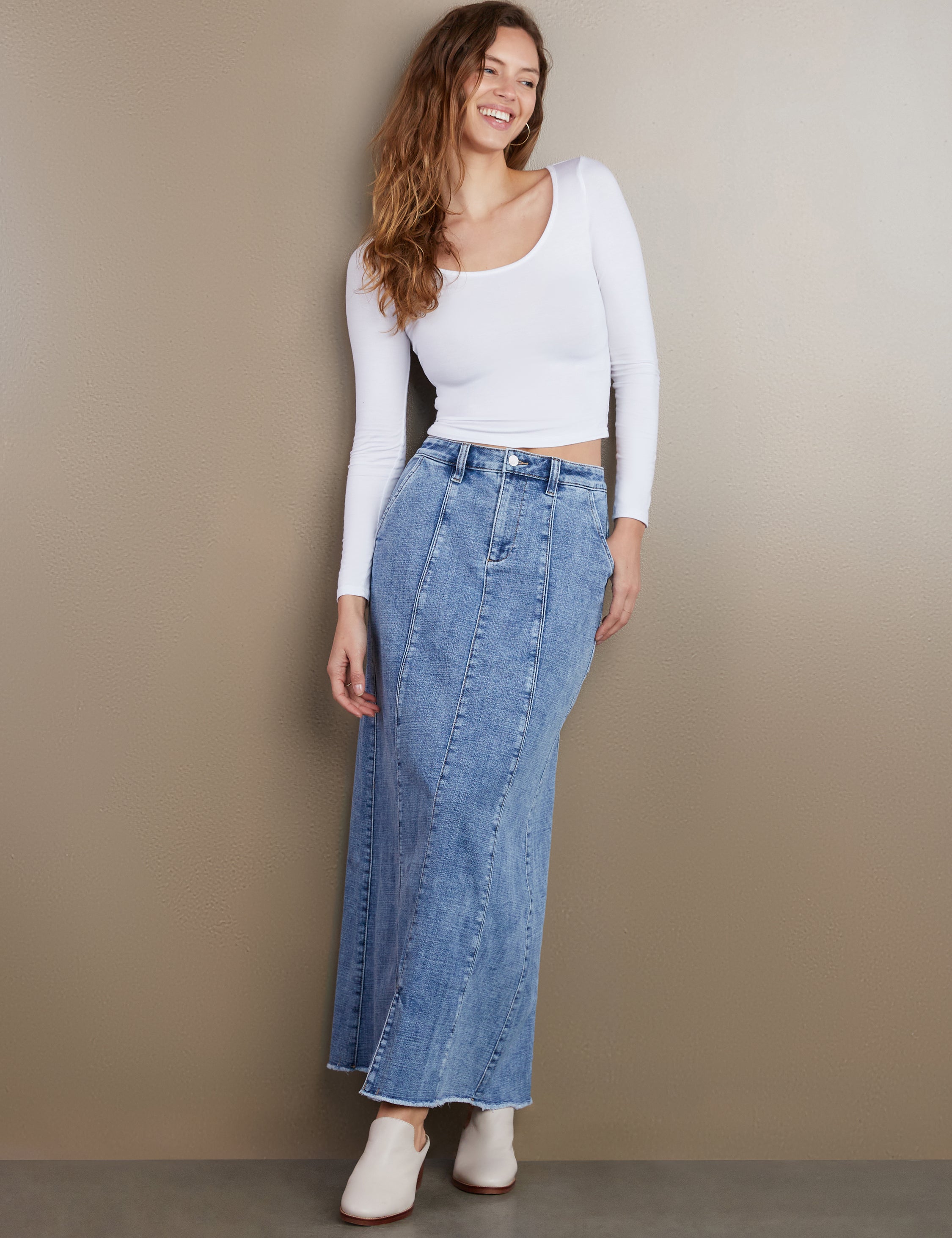 【BAON】Palmi Washing Denim Long Skirt BAON】Palmi Washing Denim Long Skirt (BAON/スカート