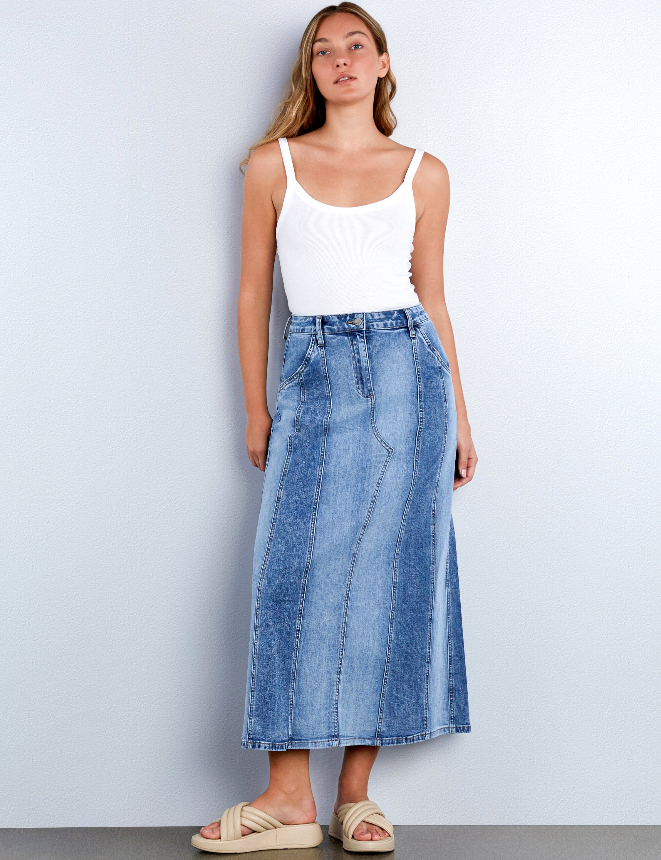 Women's Road Trip Denim Maxi Skirt – Wash Lab – washlabshop