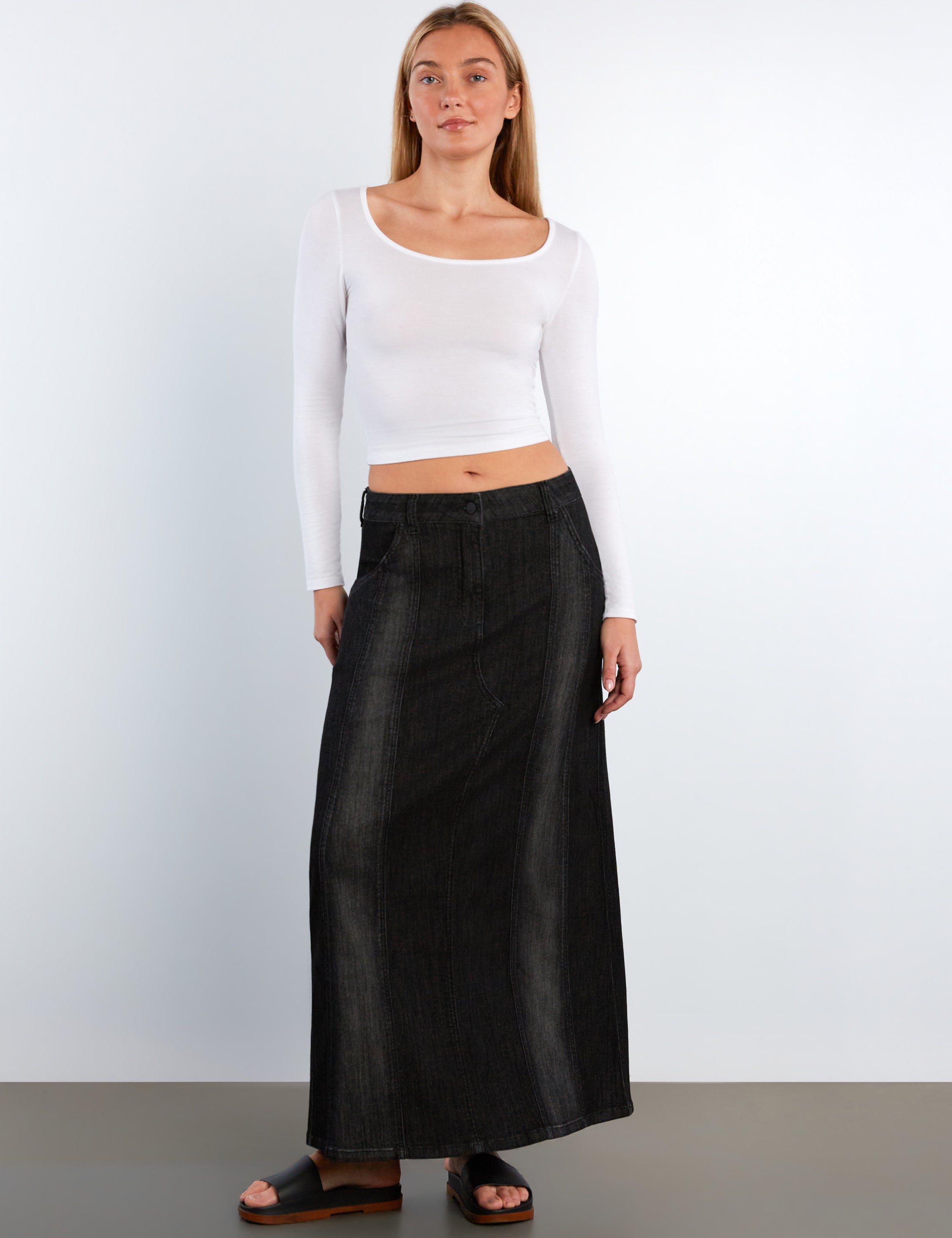 Road Trip Denim Maxi Skirt – washlabshop