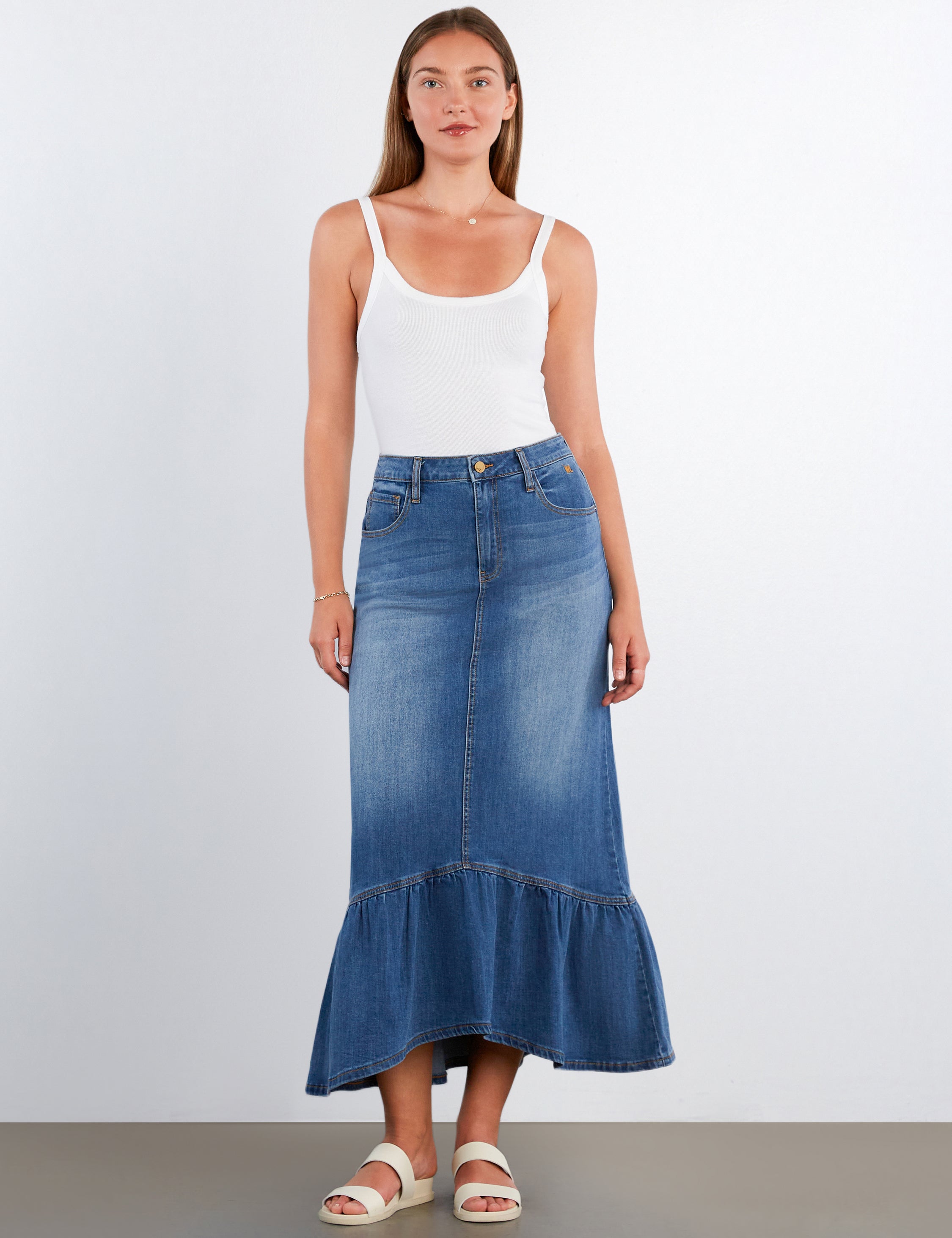 Women's Feeling Good Denim Maxi Skirt – Wash Lab – washlabshop