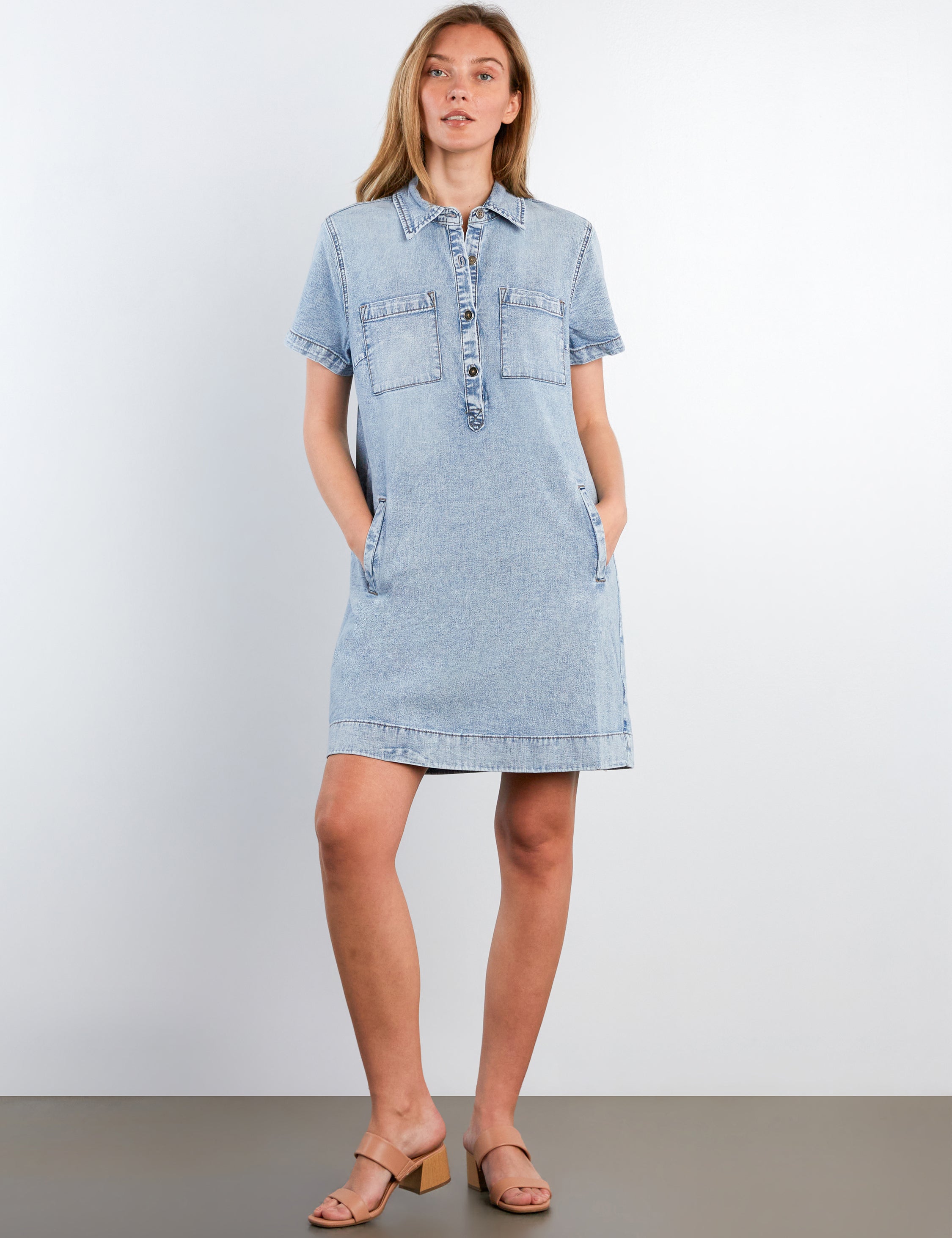 Denim Button Shirt Dress – washlabshop