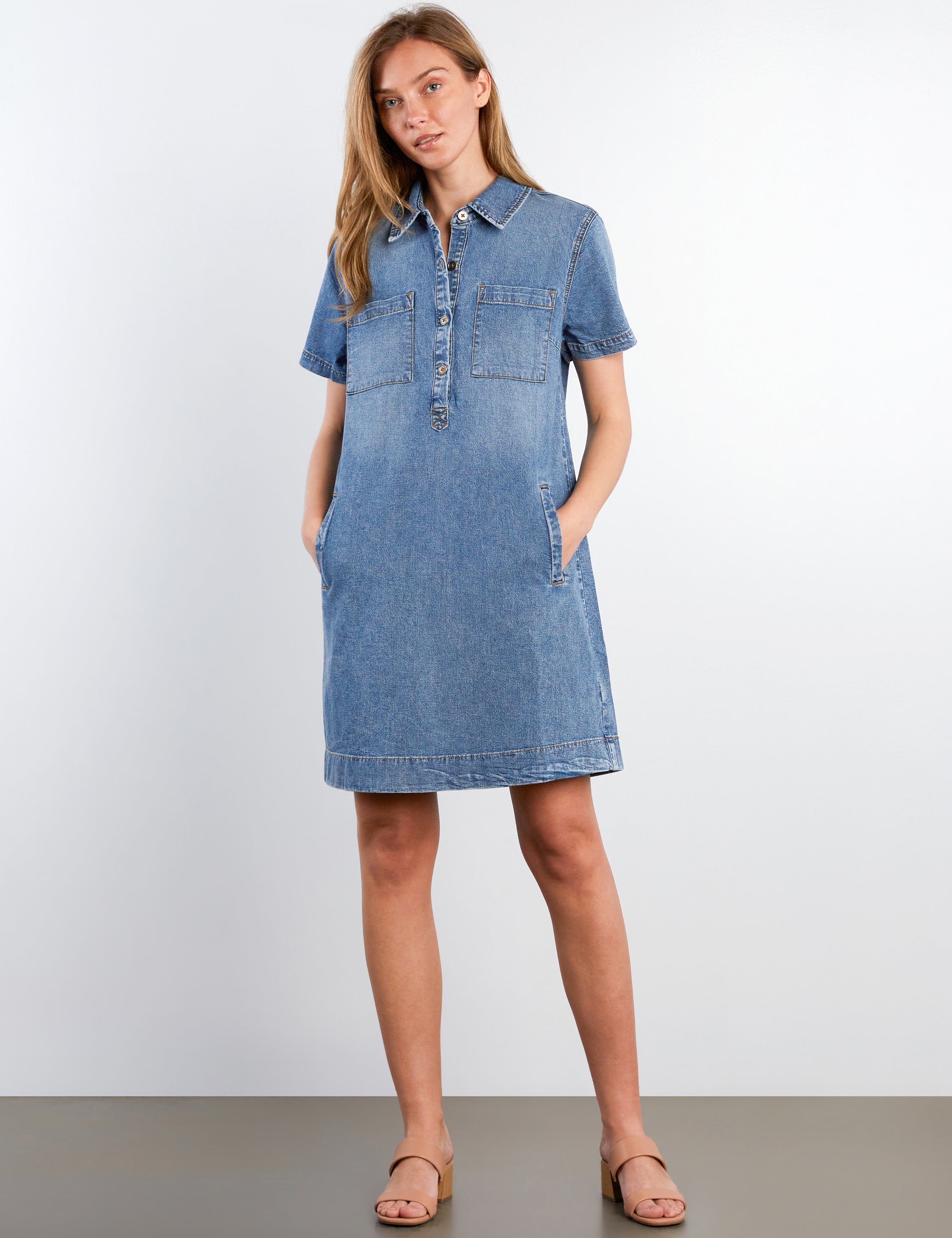 Denim Button Shirt Dress – washlabshop