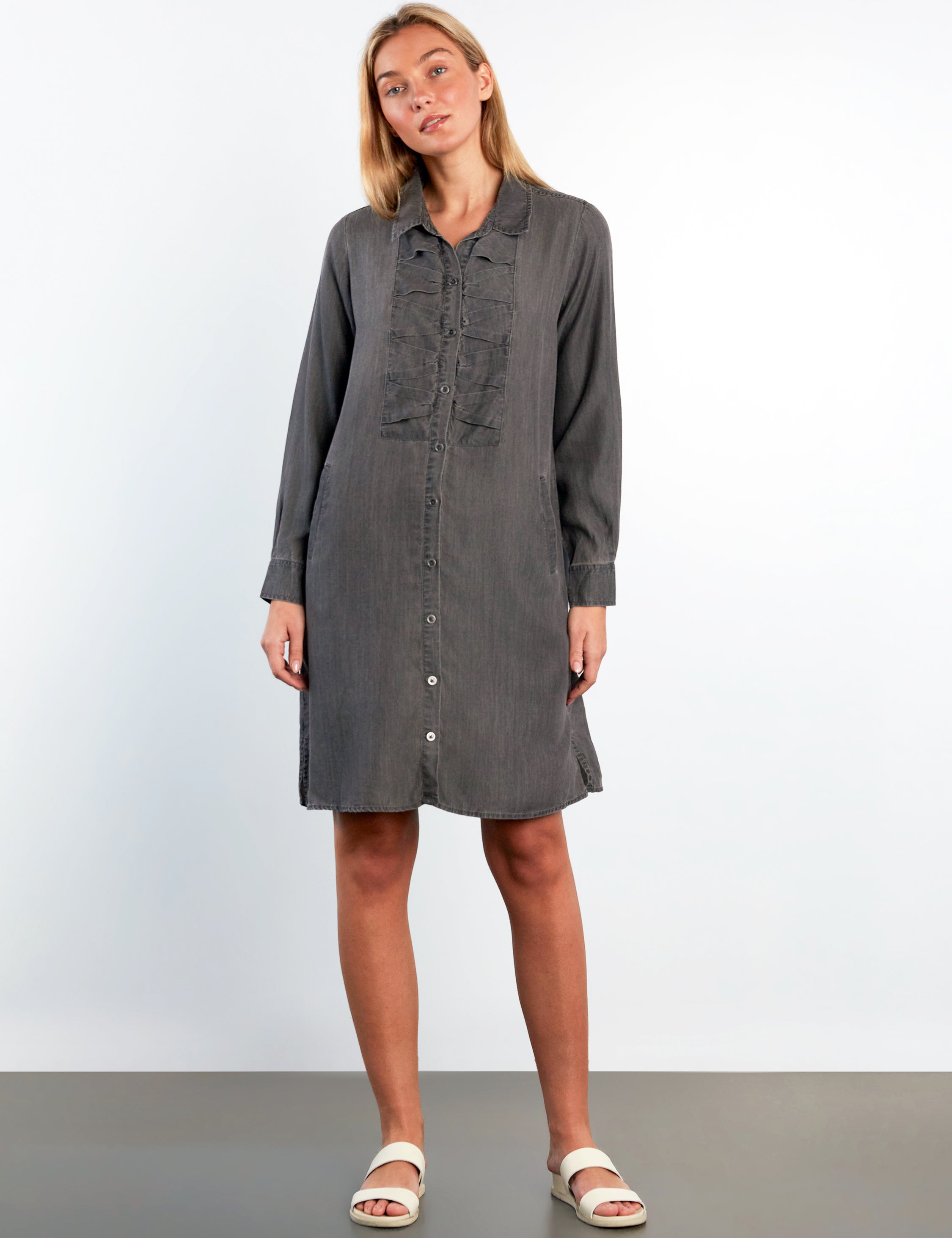 Women's Kiss the Day Shirtdress – Wash Lab Set Grey / M