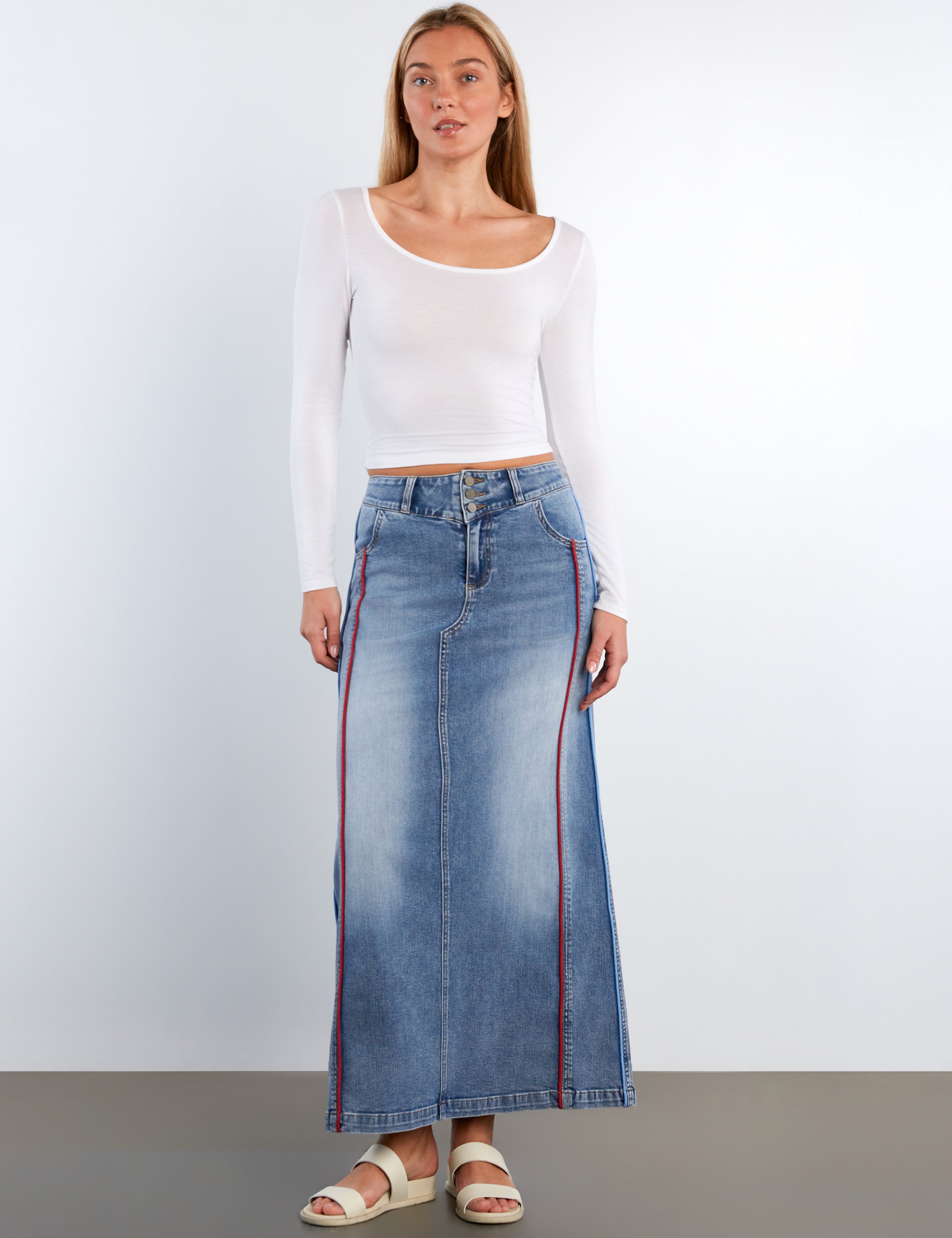 Side Piping Maxi Skirt – washlabshop