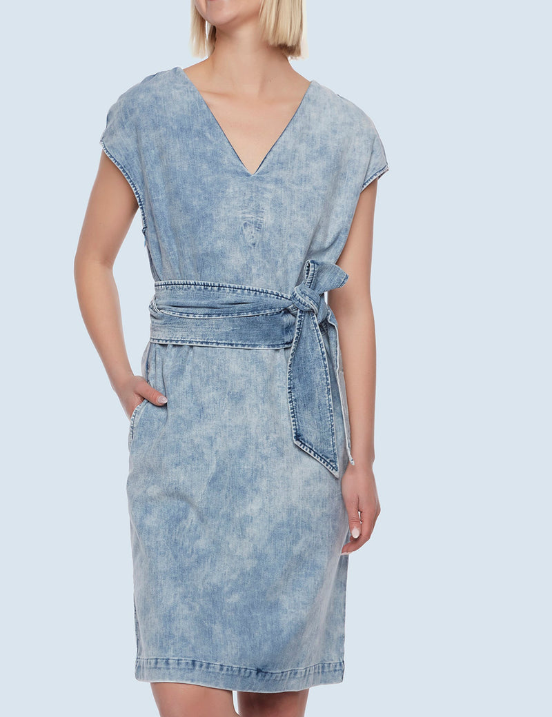 Dojo Knit Dress in Spin Blue Front View