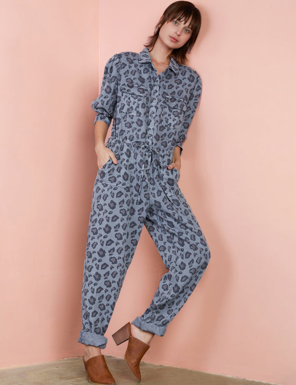 Women's Designer Brand Grey Animal Print Jumpsuit