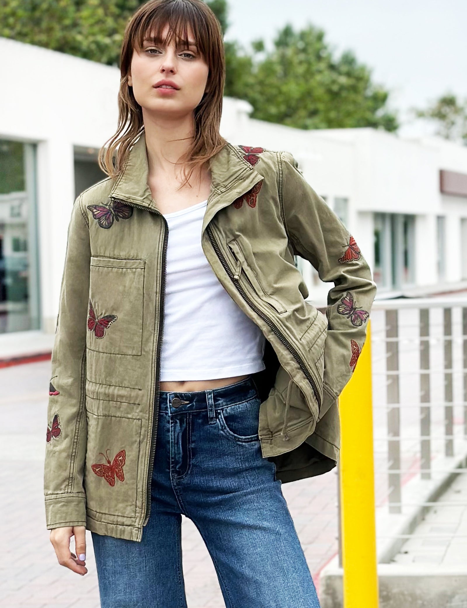 Women's Army Green Rider Embroidered Jacket – Wash Lab – washlabshop