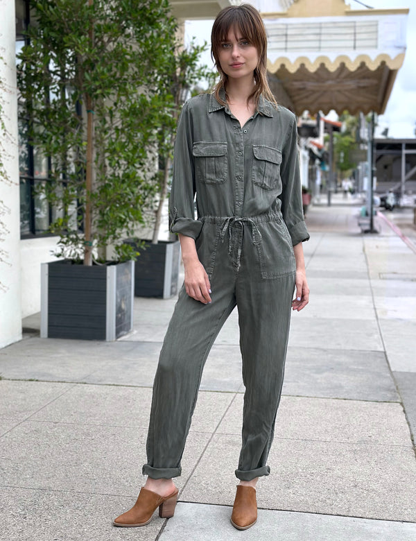 Wake Me Up Jumpsuit Army Green Front View