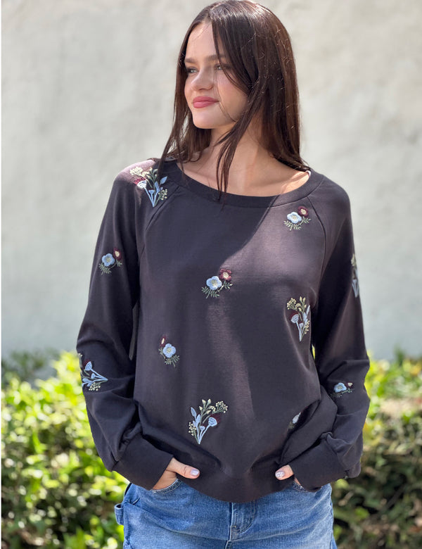 Wild Floral Embroidered Sweatshirt