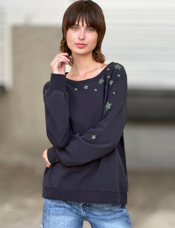 Wish Upon A Star Sweatshirt in Black Front View