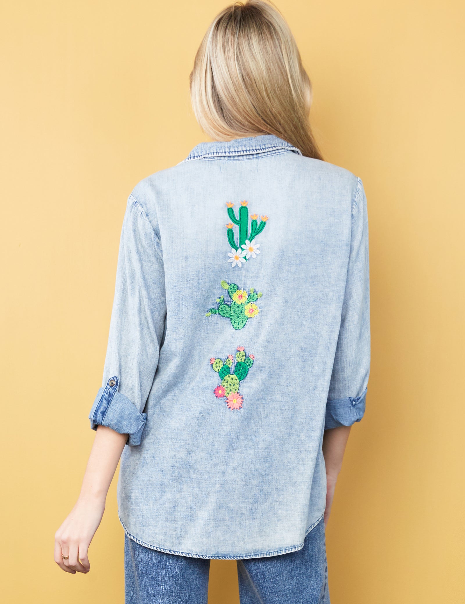 Women's Follow the Sun Embroidered Denim Shirt – Billy T – washlabshop