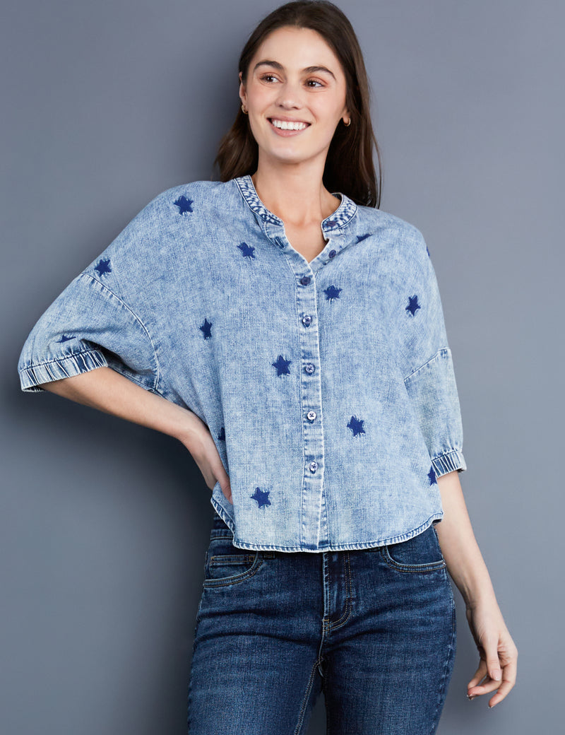 Women's Designer Star Embroidered Blouse