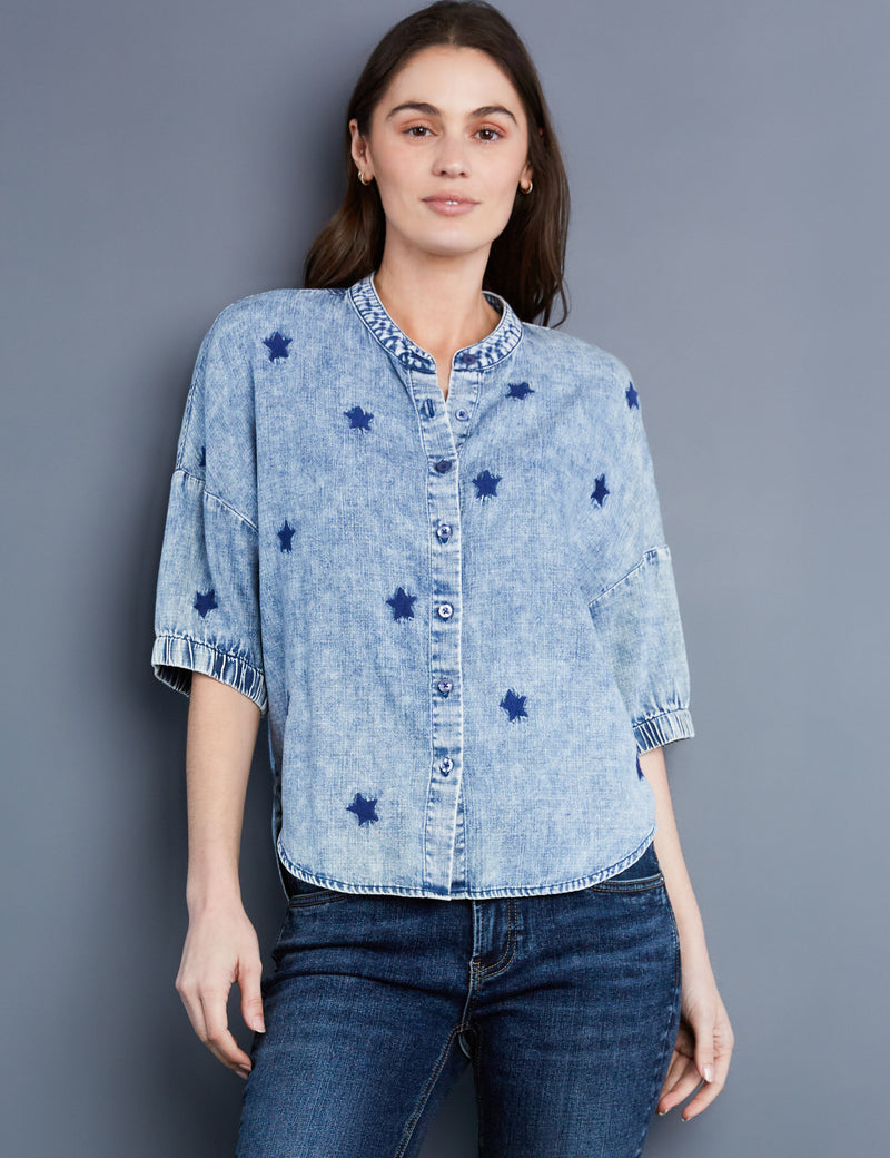 Women's Designer Star Embroidered Blouse