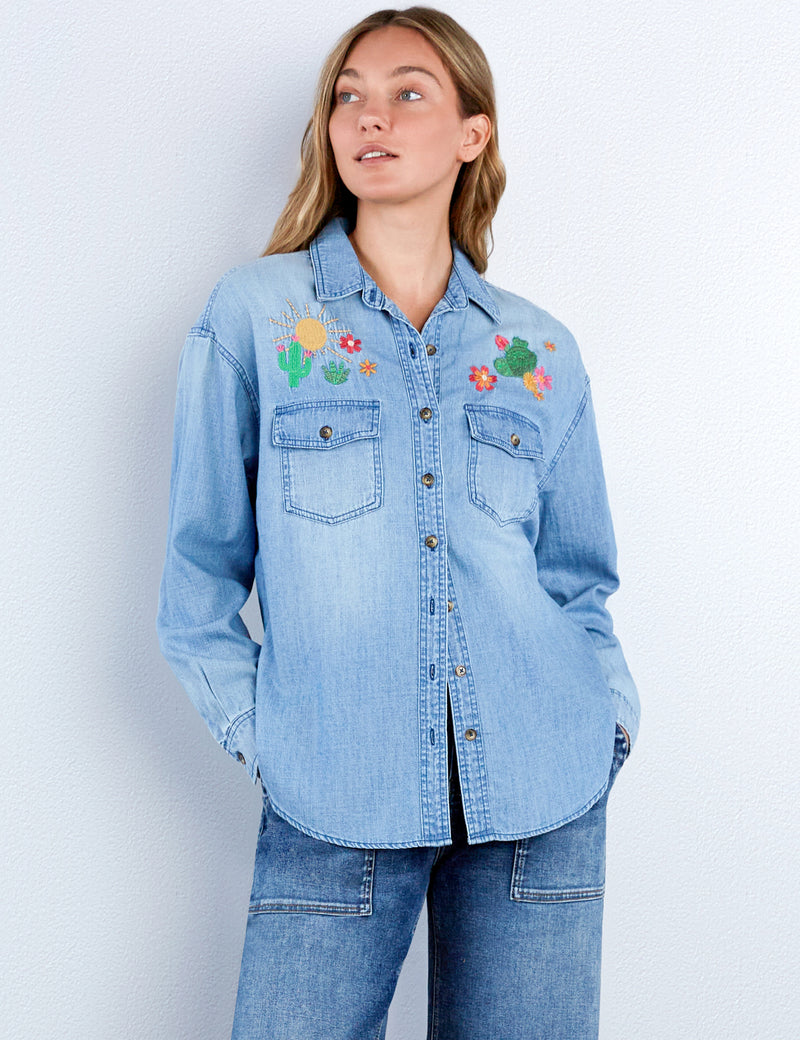 Wild Cactus Embroidered Shirt