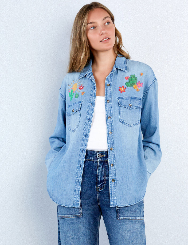 Wild Cactus Embroidered Shirt