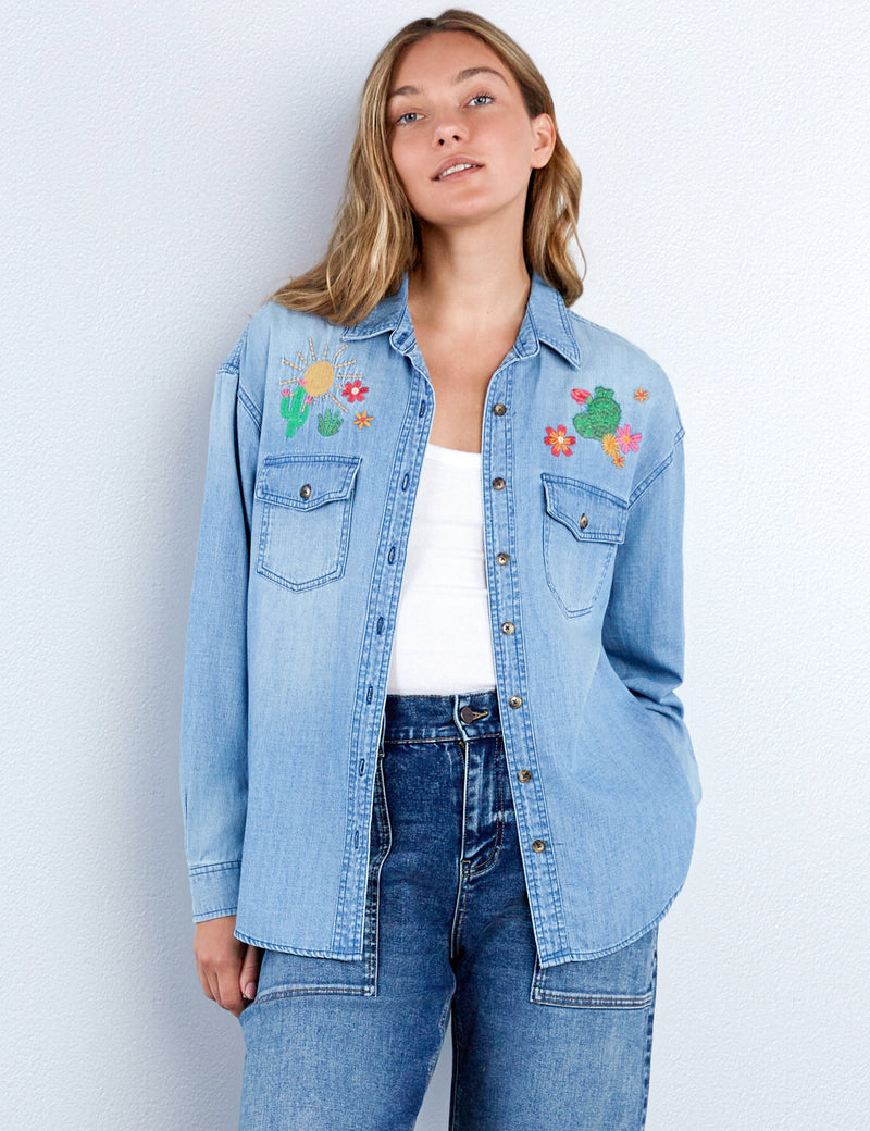 Wild Cactus Embroidered Shirt