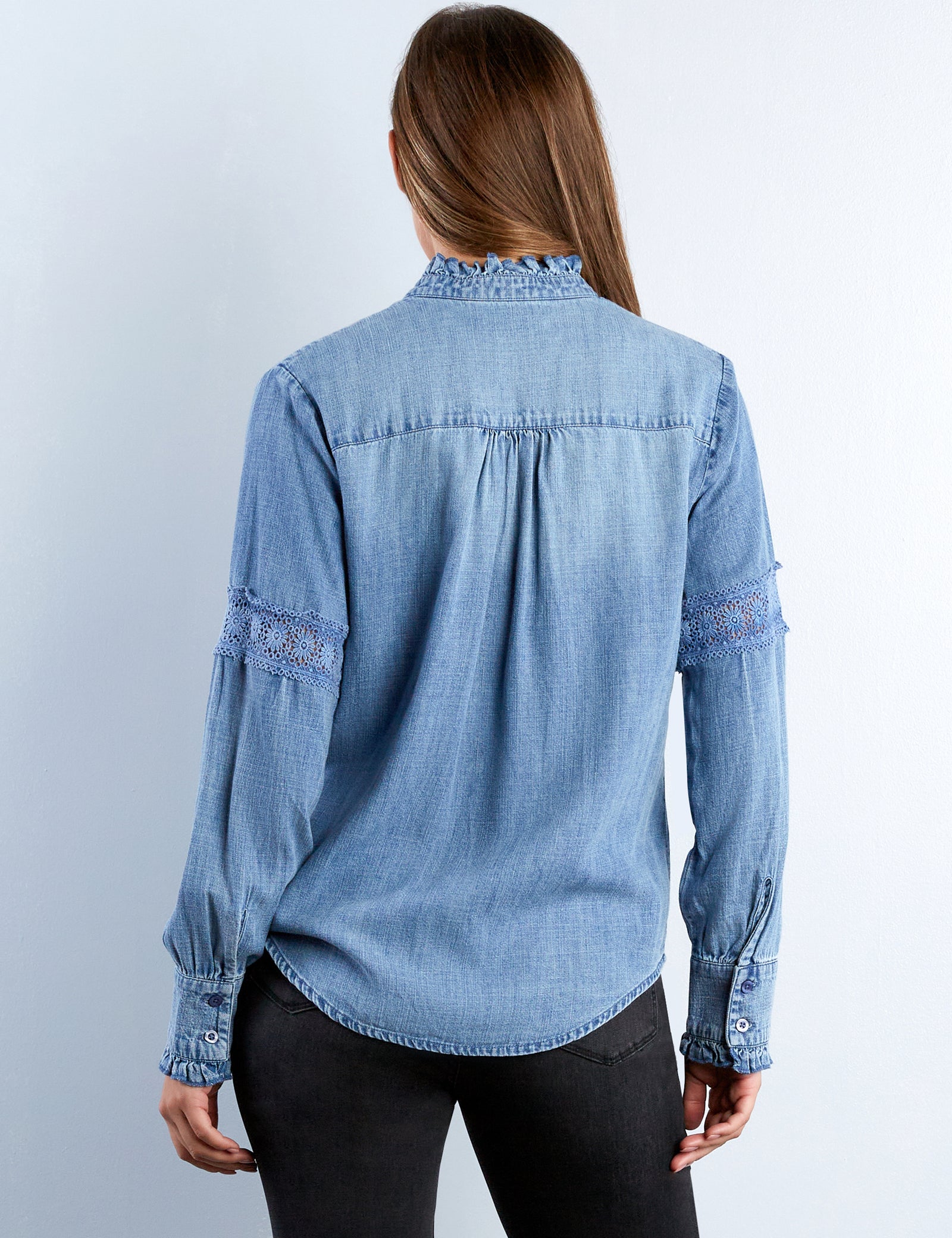 Women's Melody Button-Front Ruffle Shirt – Wash Lab – washlabshop