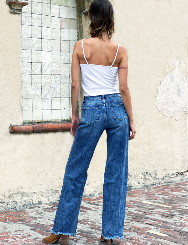 Blessed Jeans Faded Blue Dark Back View