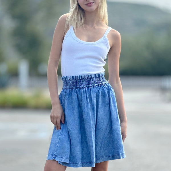 Breezy Soft Denim Skirt – washlabshop Breezy Soft Denim Skirt – washlabshop