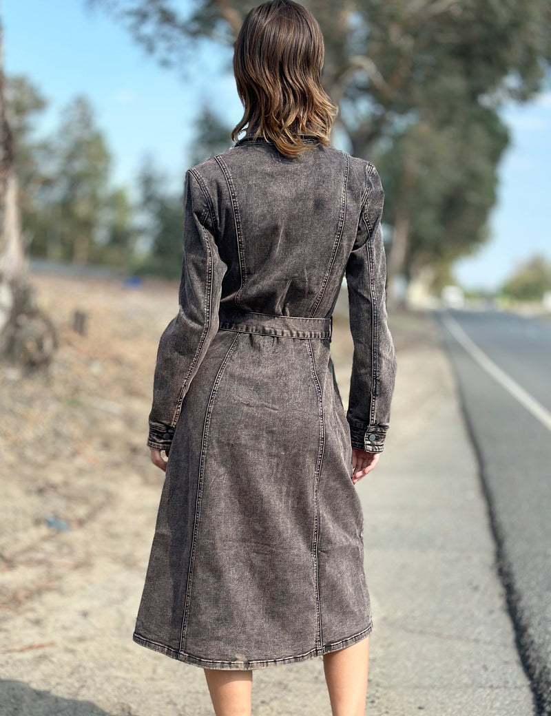 Women's Cargo Denim Dress Wash Lab washlabshop Women's Cargo Denim Dress Wash Lab washlabshop