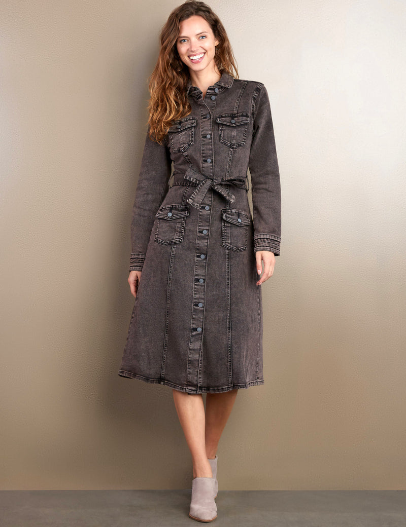 Women's Cargo Denim Dress Wash Lab washlabshop Women's Cargo Denim Dress Wash Lab washlabshop