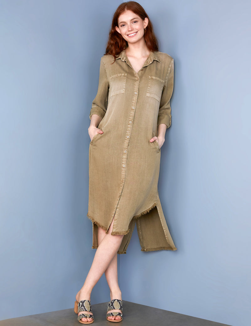 Women's Fashion Brand Lyocell Tan Shirtdress