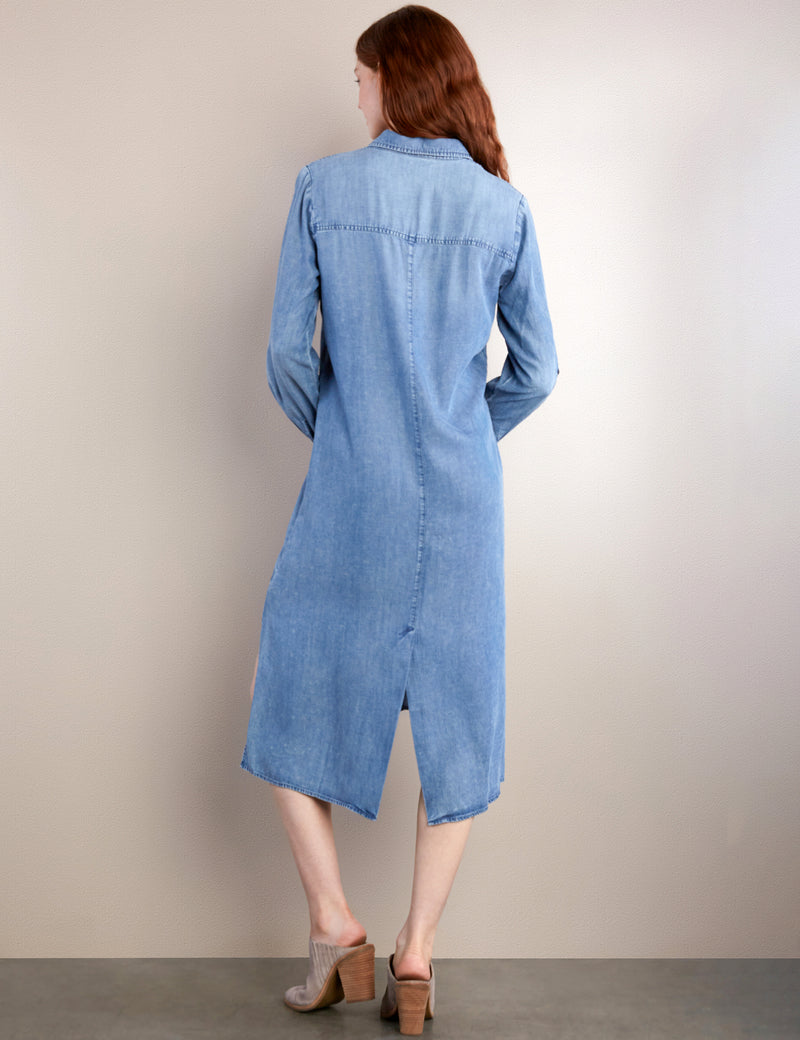 Women's Fashion Brand Tencel Hi-Lo Shirtdress