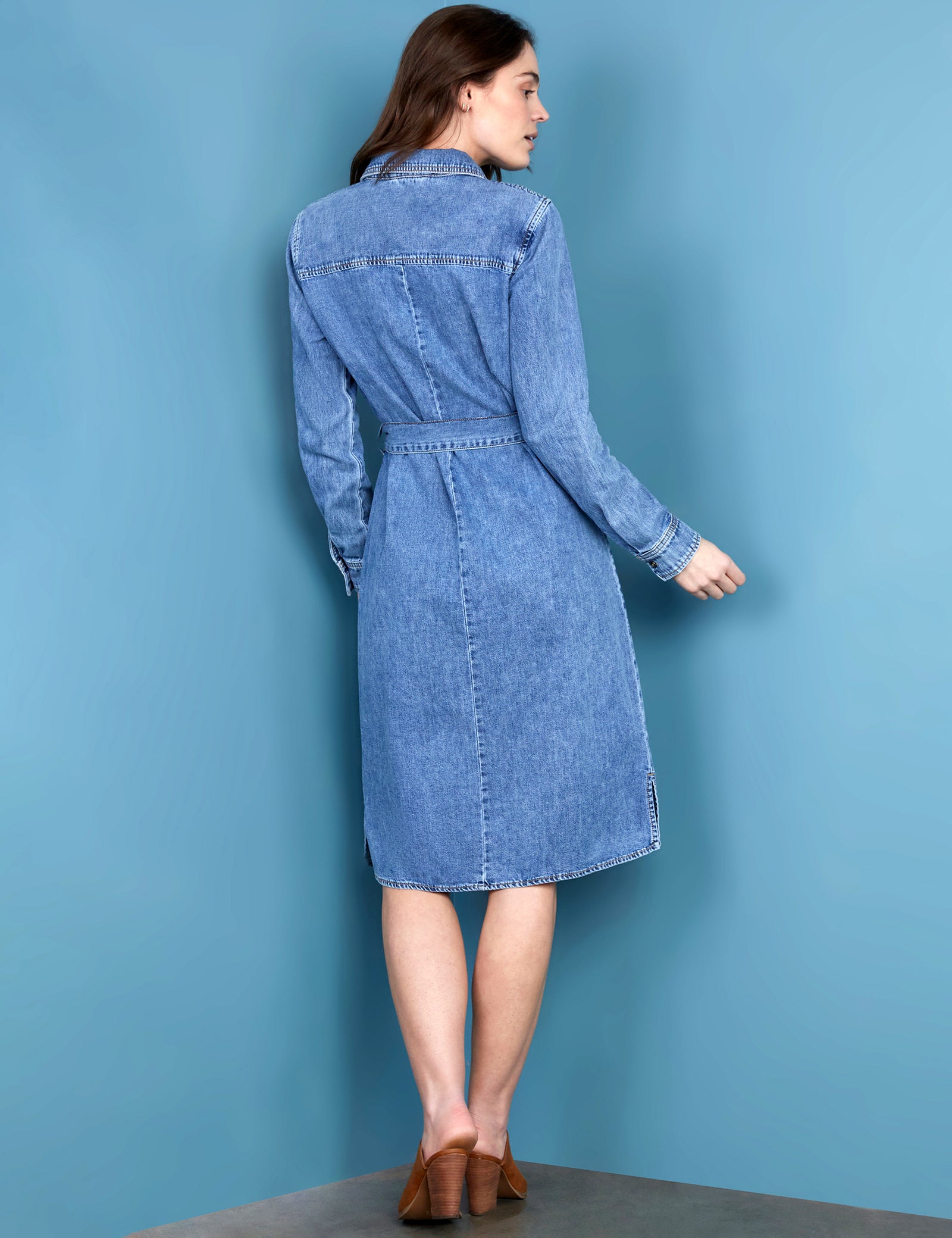 Women's Chloe Denim Shirtdress Wash Lab washlabshop Women's Chloe Denim Shirtdress Wash Lab washlabshop
