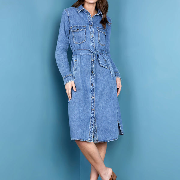 Women's Chloe Denim Shirtdress Wash Lab washlabshop Women's Chloe Denim Shirtdress Wash Lab washlabshop