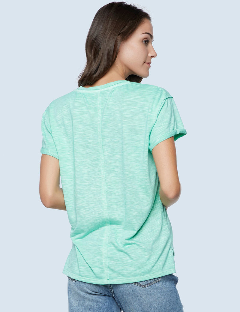 High-End Women's Fashion Brand Slub V-Neck Tee