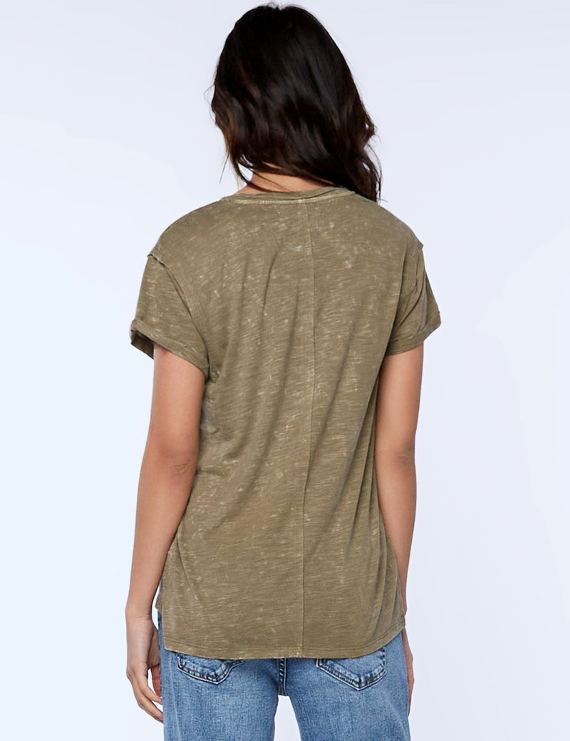 High-End Women's Fashion Brand Slub V-Neck Tee