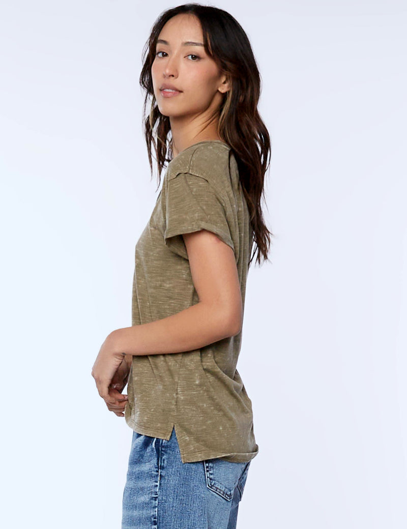 High-End Women's Fashion Brand Slub V-Neck Tee