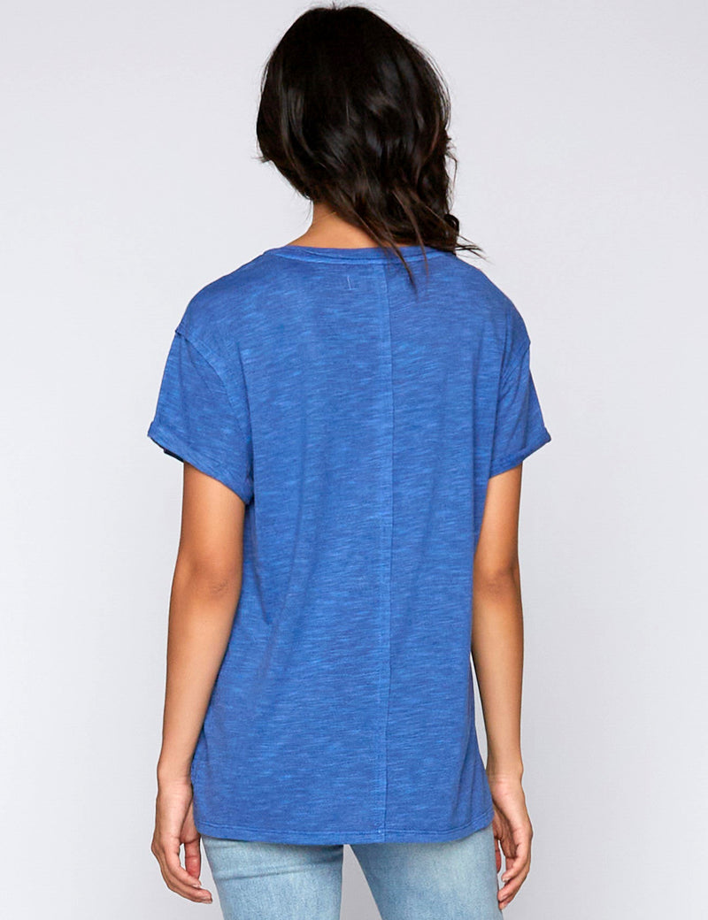 High-End Women's Fashion Brand Slub V-Neck Tee