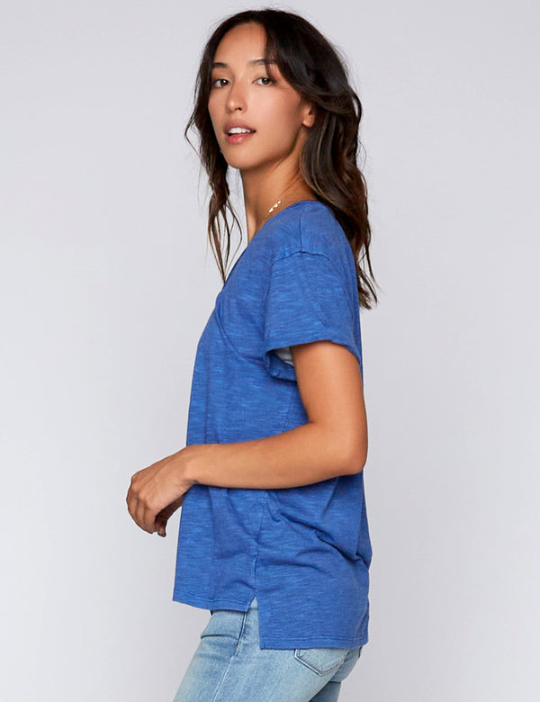 High-End Women's Fashion Brand Slub V-Neck Tee