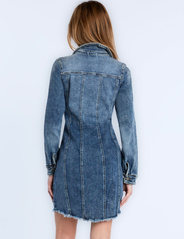 High-End Women's Fashion Brand Denim Corset Style Zipper Detail Denim Dress