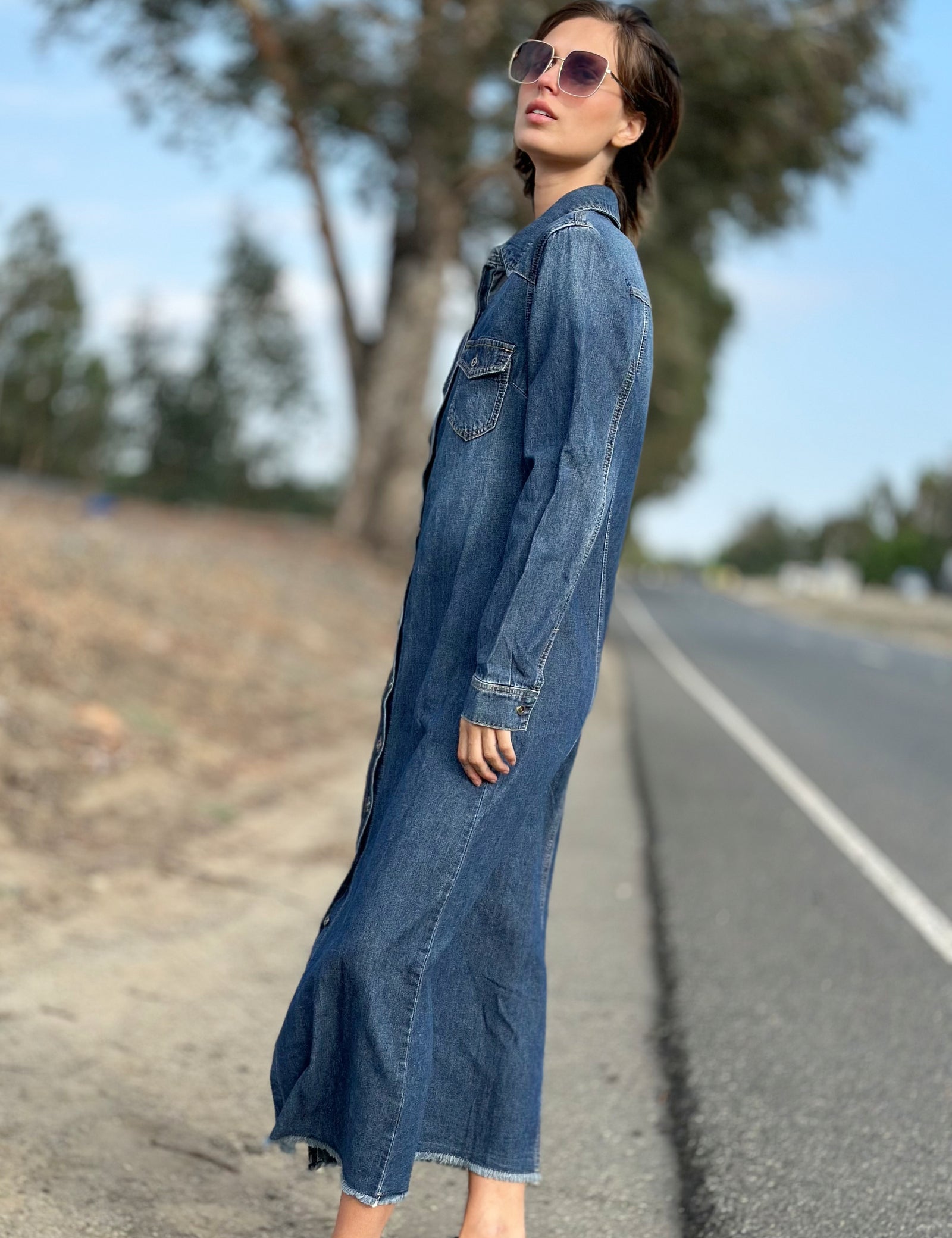 Denim Maxi Shirtdress – washlabshop