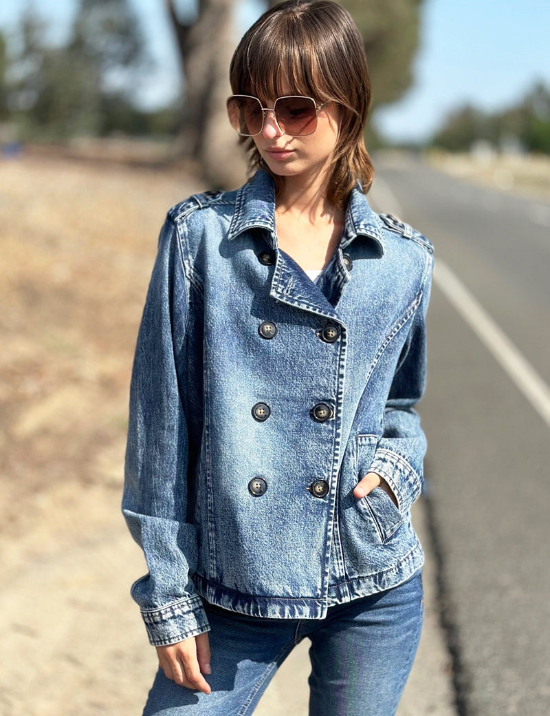 Women's Fashion Brand Denim Peacoat