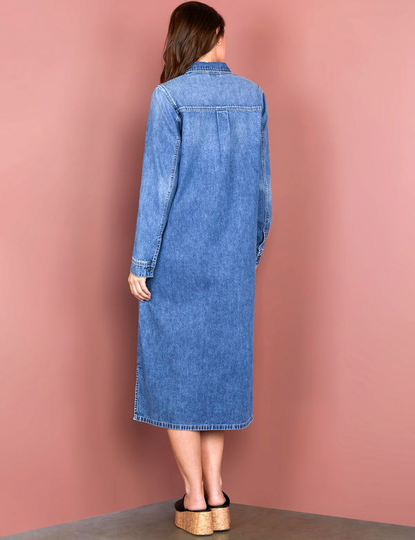 Women's Fashion Brand Denim Midi Shirtdress