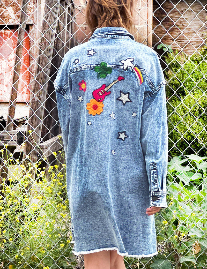 Women's Festival Denim Dress with Embroidery Details Billy T washlabshop Women's Festival Denim Dress with Embroidery Details Billy T washlabshop