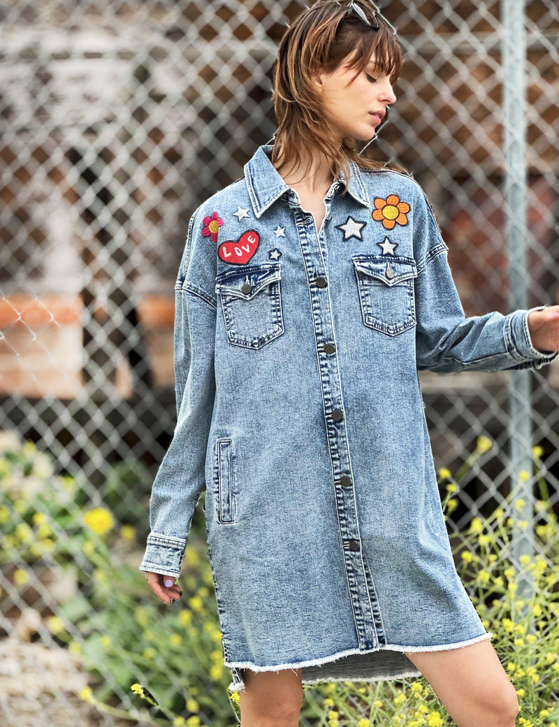 Women's Festival Denim Dress with Embroidery Details Billy T washlabshop Women's Festival Denim Dress with Embroidery Details Billy T washlabshop